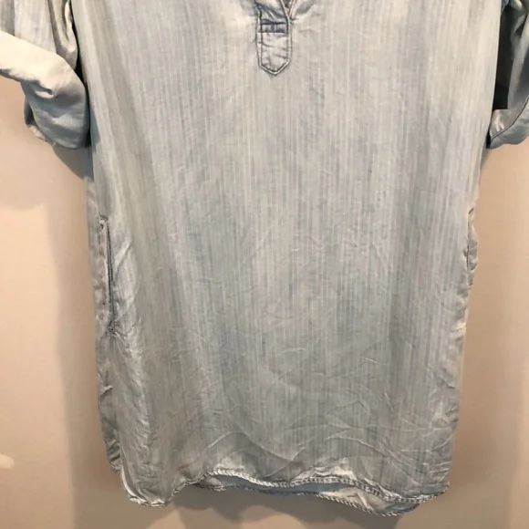 Anthropologie Cloth & Stone Light Wash Chambray Striped Tunic Dress Size M - Picture 4 of 8